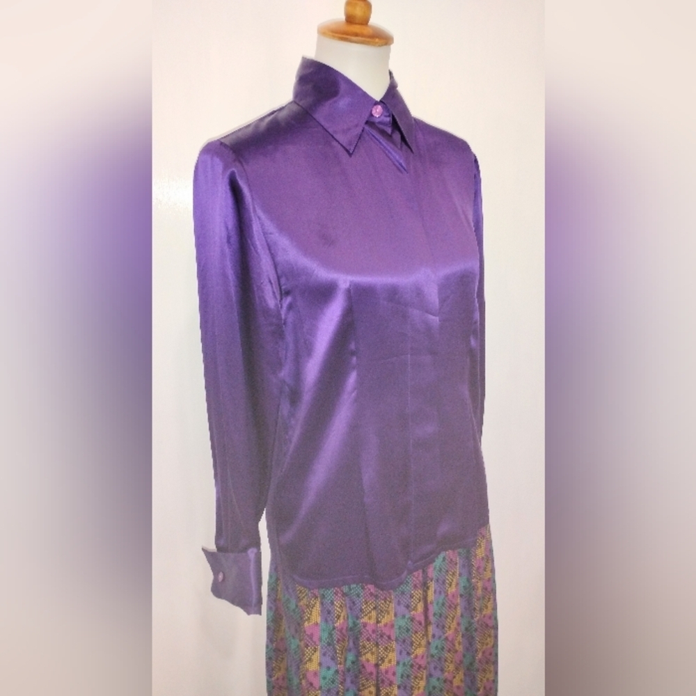 NICOLE SUMMERS SILK SATIN BLOUSE - Picture 2 of 6